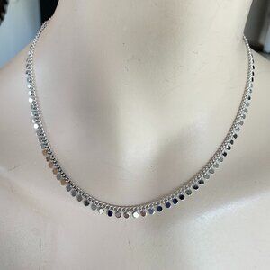 FAC Rhodium Plated Silver Tone Disc Chain Necklace​